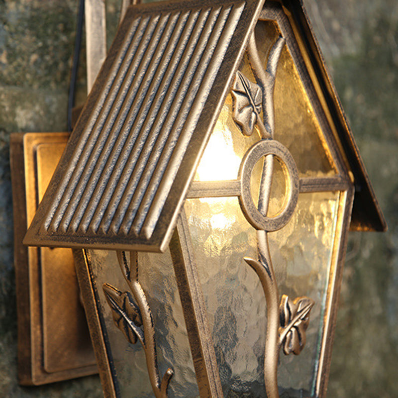 House Shape Square Glass Aluminum 1-Light Wall Sconce Lamp