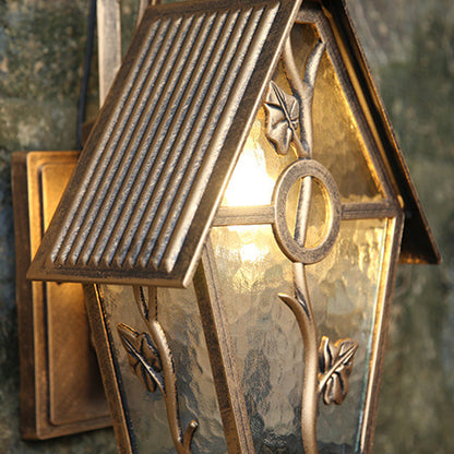 House Shape Square Glass Aluminum 1-Light Wall Sconce Lamp