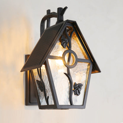 House Shape Square Glass Aluminum 1-Light Wall Sconce Lamp