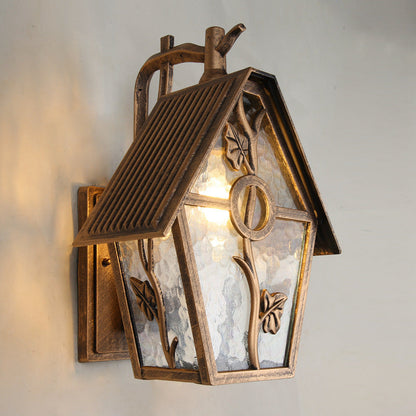 House Shape Square Glass Aluminum 1-Light Wall Sconce Lamp