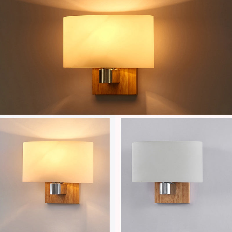 Scandinavian Glass Wood Metal 1-Light Wall Sconce Lamp