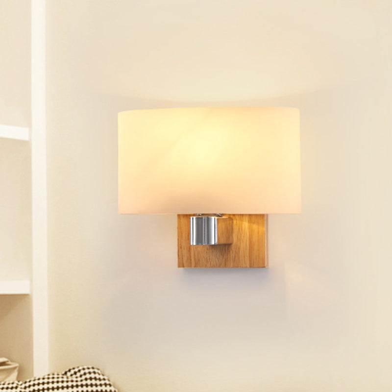 Scandinavian Glass Wood Metal 1-Light Wall Sconce Lamp