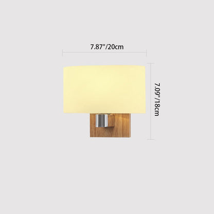 Scandinavian Glass Wood Metal 1-Light Wall Sconce Lamp