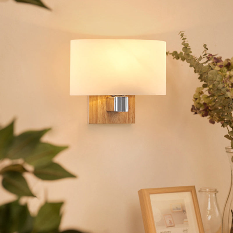 Scandinavian Glass Wood Metal 1-Light Wall Sconce Lamp