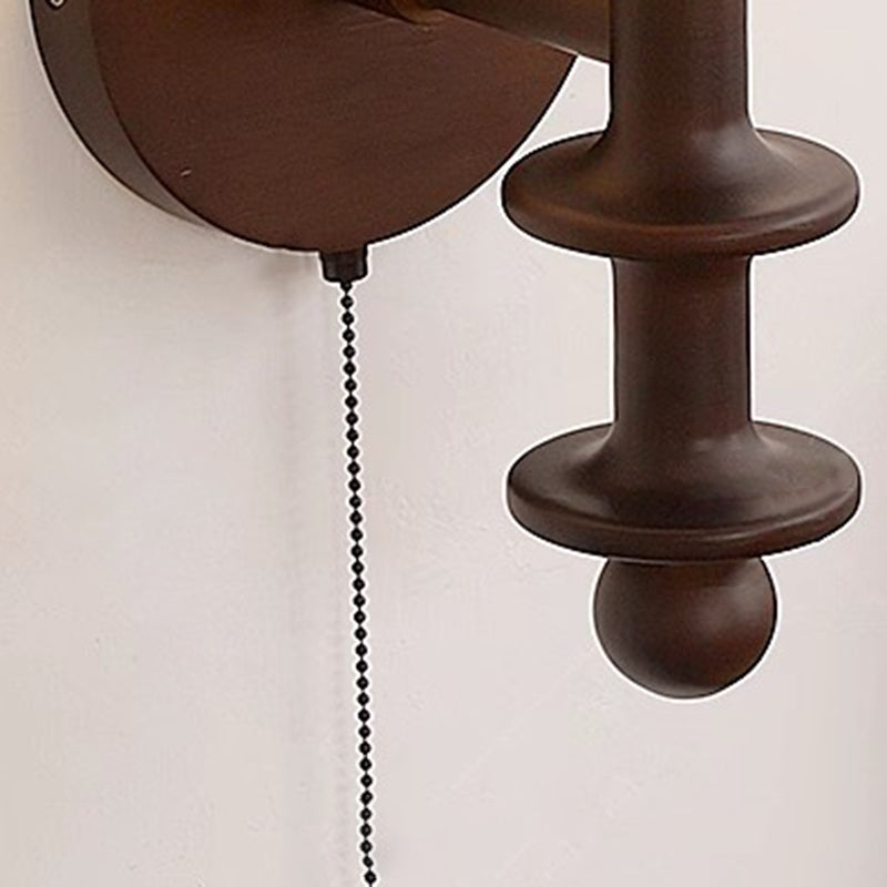Chinese Magic Bean Glass Wood 1-Light Wall Sconce Lamp
