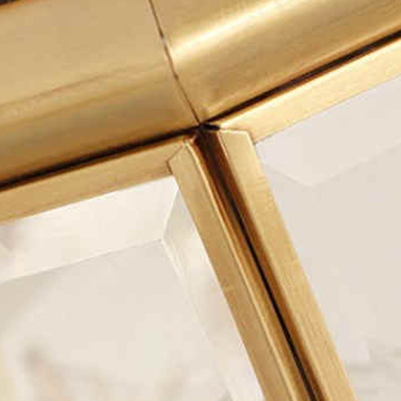 Hexagonal Column Glass Copper 2-Light Wall Sconce Lamp