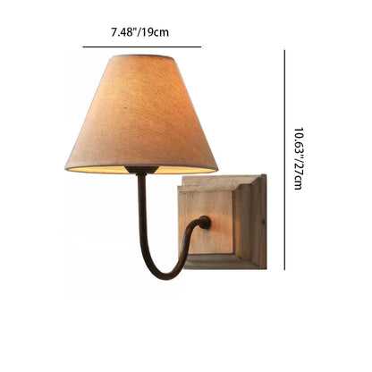 Simplicity Square Cloth Iron Wood 1-Light Wall Sconce Lamp