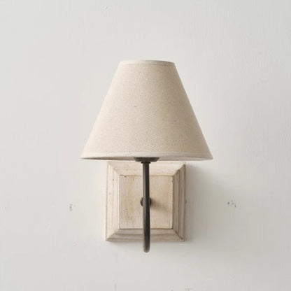 Simplicity Square Cloth Iron Wood 1-Light Wall Sconce Lamp