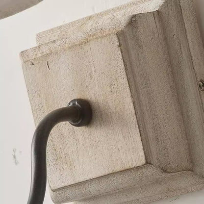 Simplicity Square Cloth Iron Wood 1-Light Wall Sconce Lamp