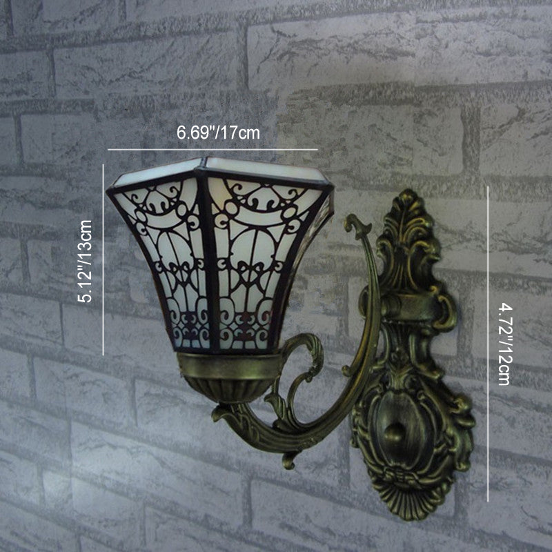 Tiffany Square Glass Iron 1/2/3 Light Wall Sconce Lamp