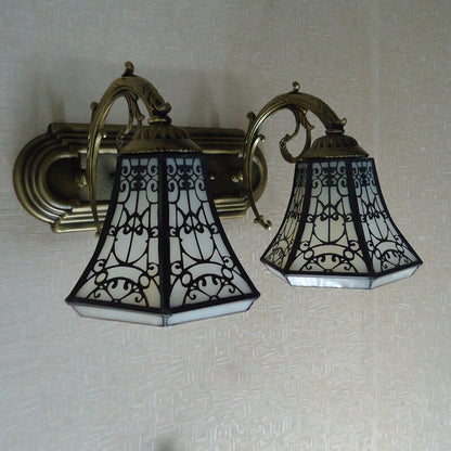 Tiffany Square Glass Iron 1/2/3 Light Wall Sconce Lamp