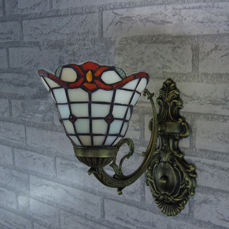 Tiffany Square Glass Iron 1/2/3 Light Wall Sconce Lamp