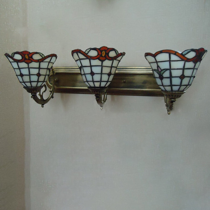 Tiffany Square Glass Iron 1/2/3 Light Wall Sconce Lamp