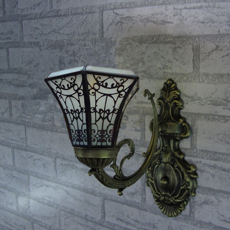 Tiffany Square Glass Iron 1/2/3 Light Wall Sconce Lamp