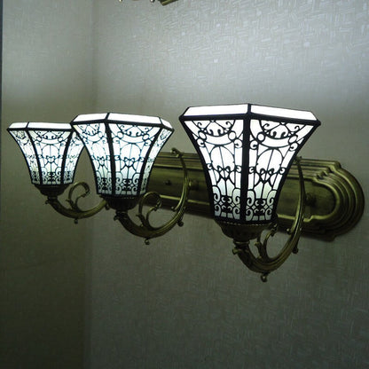 Tiffany Square Glass Iron 1/2/3 Light Wall Sconce Lamp