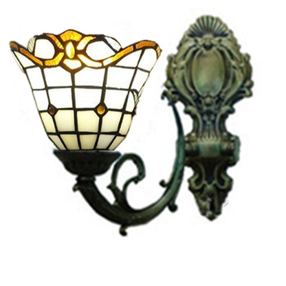 Tiffany Square Glass Iron 1/2/3 Light Wall Sconce Lamp