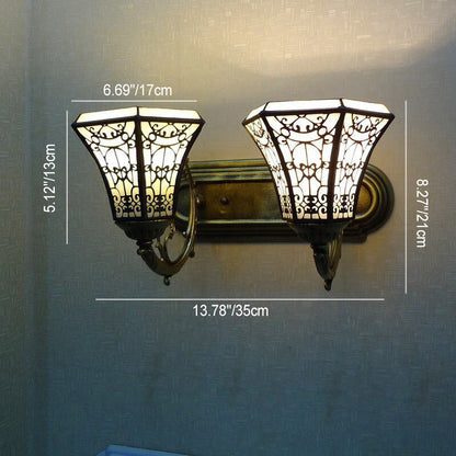 Tiffany Square Glass Iron 1/2/3 Light Wall Sconce Lamp
