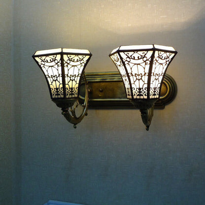 Tiffany Square Glass Iron 1/2/3 Light Wall Sconce Lamp