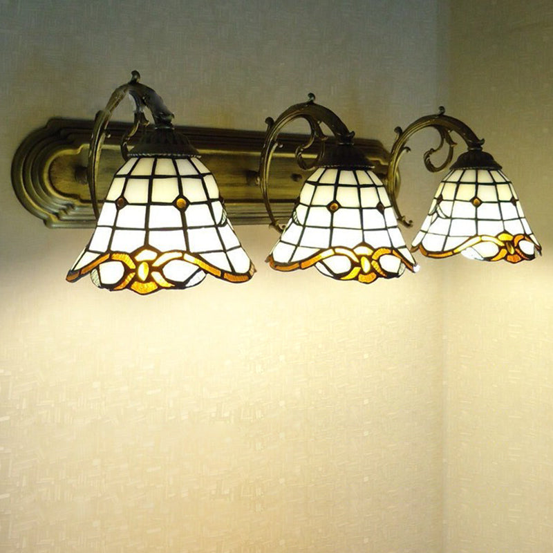 Tiffany Square Glass Iron 1/2/3 Light Wall Sconce Lamp
