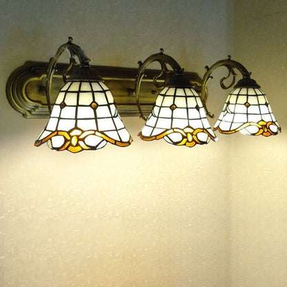 Tiffany Square Glass Iron 1/2/3 Light Wall Sconce Lamp