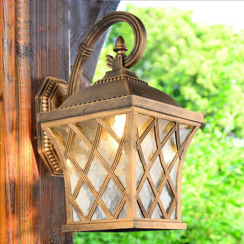 Square Fishing Net Glass Aluminum 1-Light Wall Sconce Lamp