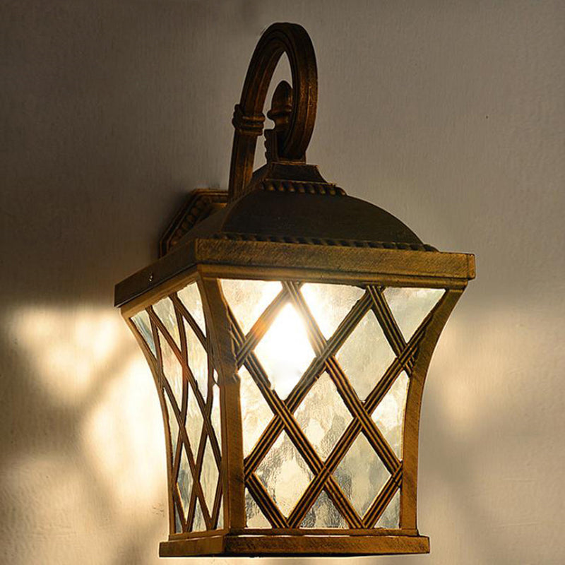 Square Fishing Net Glass Aluminum 1-Light Wall Sconce Lamp