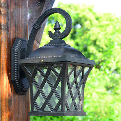 Square Fishing Net Glass Aluminum 1-Light Wall Sconce Lamp