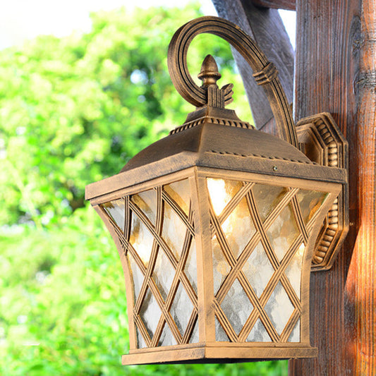 Square Fishing Net Glass Aluminum 1-Light Wall Sconce Lamp