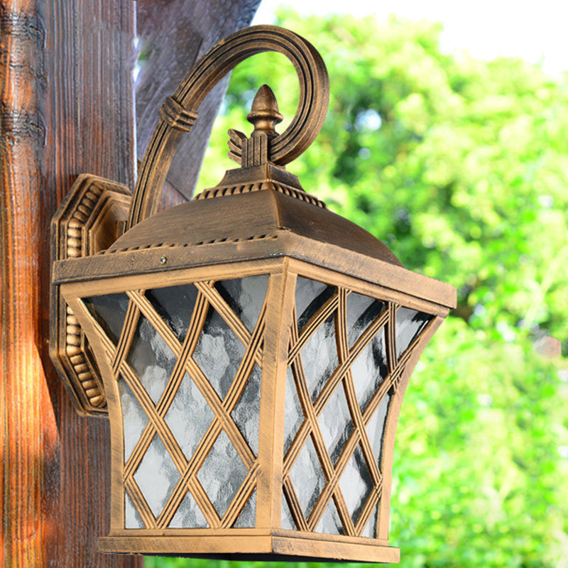Square Fishing Net Glass Aluminum 1-Light Wall Sconce Lamp