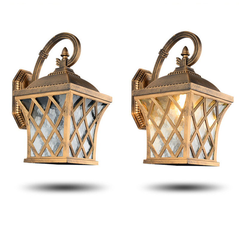 Square Fishing Net Glass Aluminum 1-Light Wall Sconce Lamp