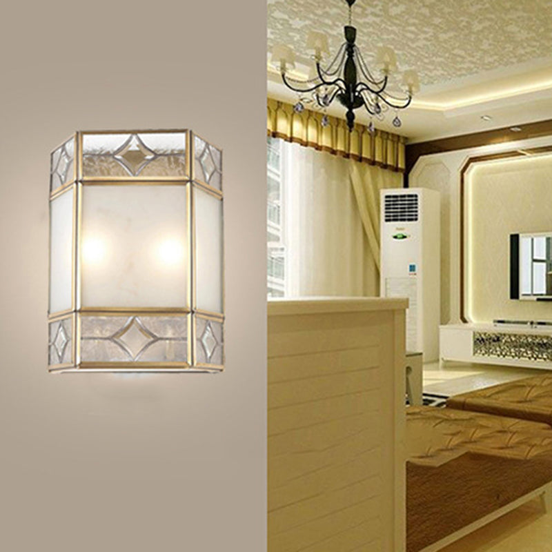 Scandinavian Square Glass Copper 1-Light Wall Sconce Lamp