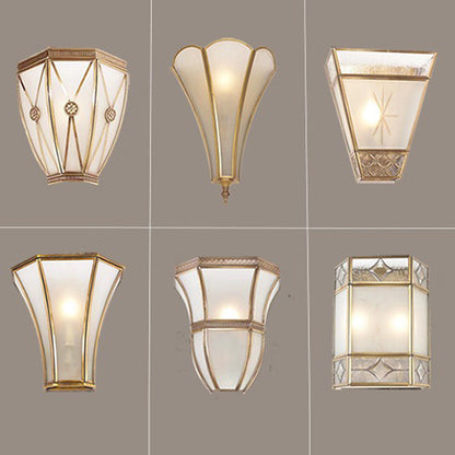 Scandinavian Square Glass Copper 1-Light Wall Sconce Lamp