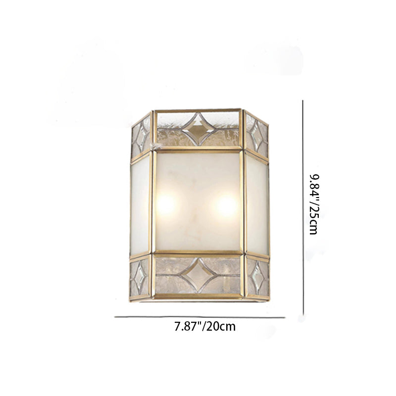 Scandinavian Square Glass Copper 1-Light Wall Sconce Lamp