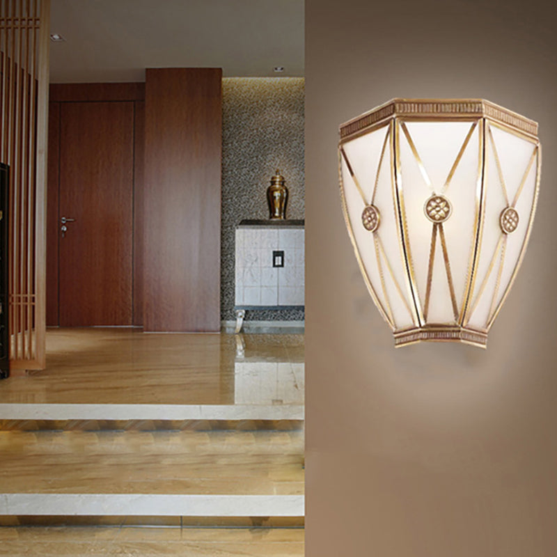 Scandinavian Square Glass Copper 1-Light Wall Sconce Lamp