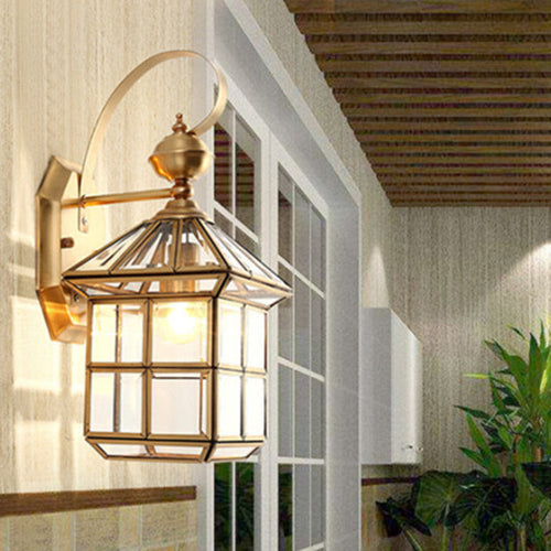 Scandinavian Square Glass Copper 1-Light Wall Sconce Lamp