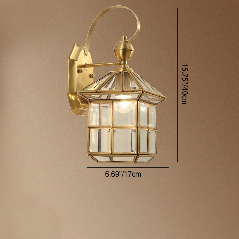 Scandinavian Square Glass Copper 1-Light Wall Sconce Lamp