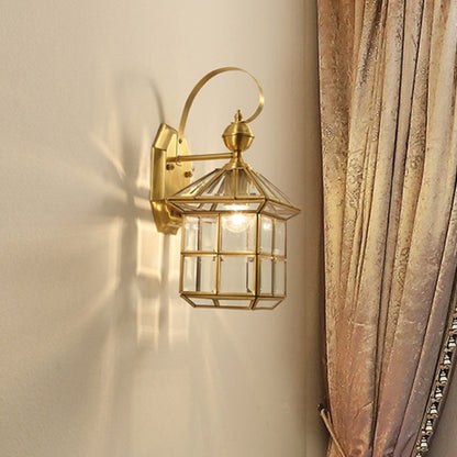 Scandinavian Square Glass Copper 1-Light Wall Sconce Lamp