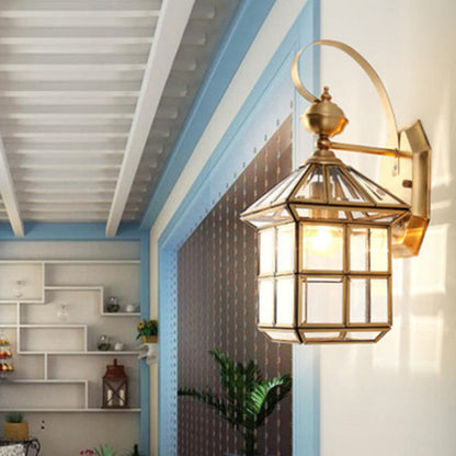 Scandinavian Square Glass Copper 1-Light Wall Sconce Lamp