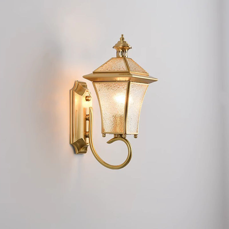 Nordic Room Square Glass Copper 1-Light Wall Sconce Lamp
