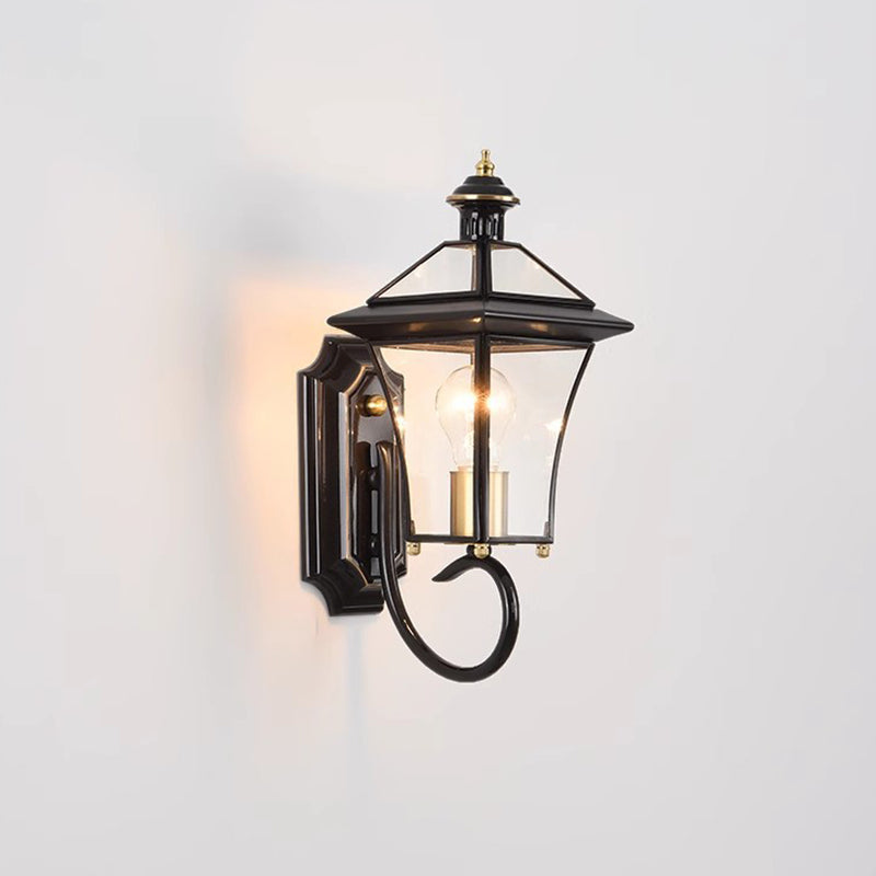 Nordic Room Square Glass Copper 1-Light Wall Sconce Lamp