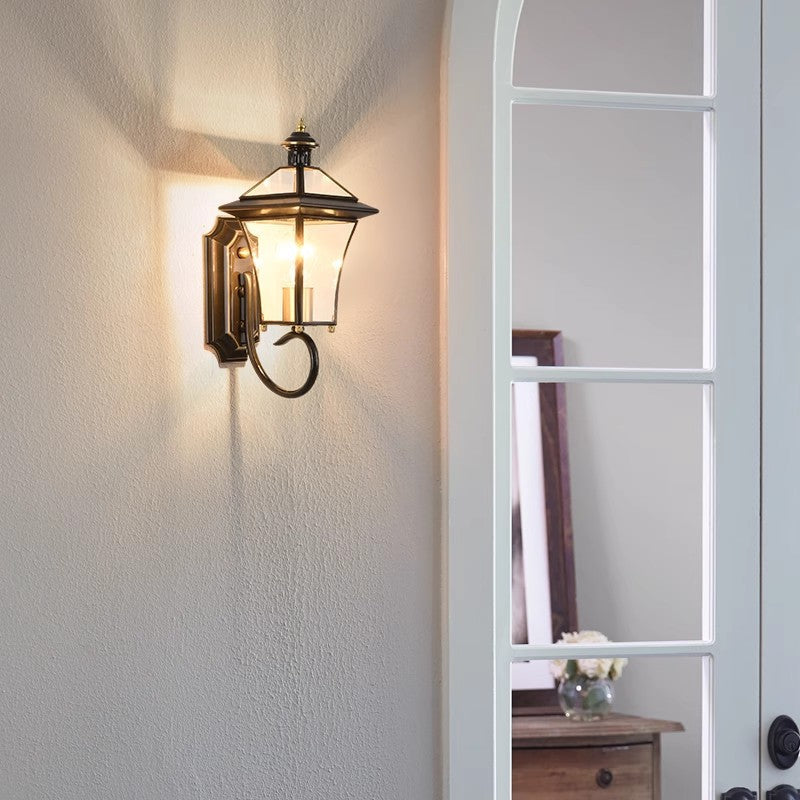Nordic Room Square Glass Copper 1-Light Wall Sconce Lamp