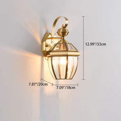 Nordic Room Square Glass Copper 1-Light Wall Sconce Lamp