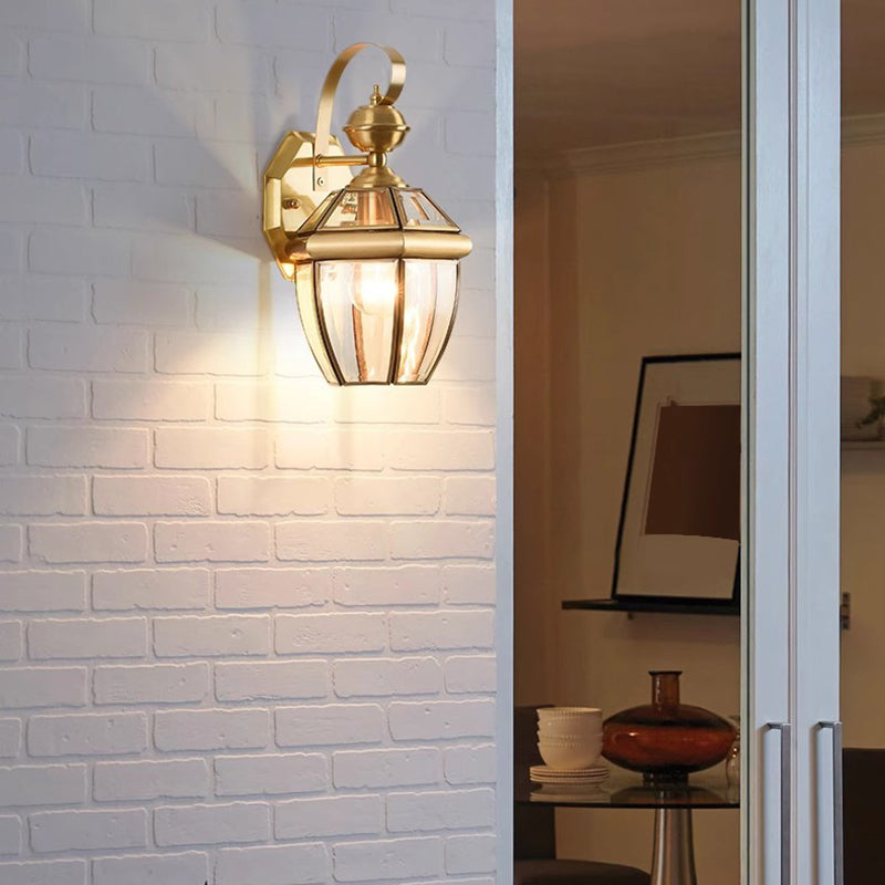 Nordic Room Square Glass Copper 1-Light Wall Sconce Lamp