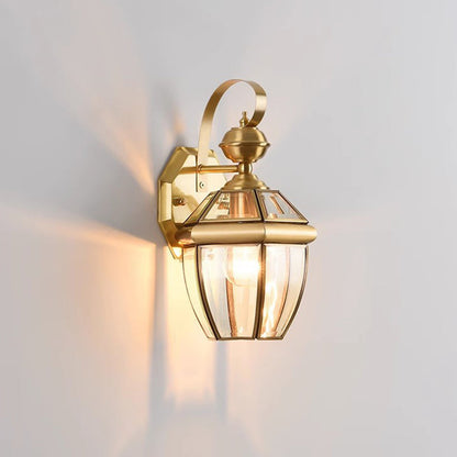 Nordic Room Square Glass Copper 1-Light Wall Sconce Lamp