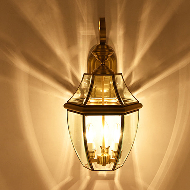 Scandinavian Square Glass Brass 1/3 Light Wall Sconce Lamp