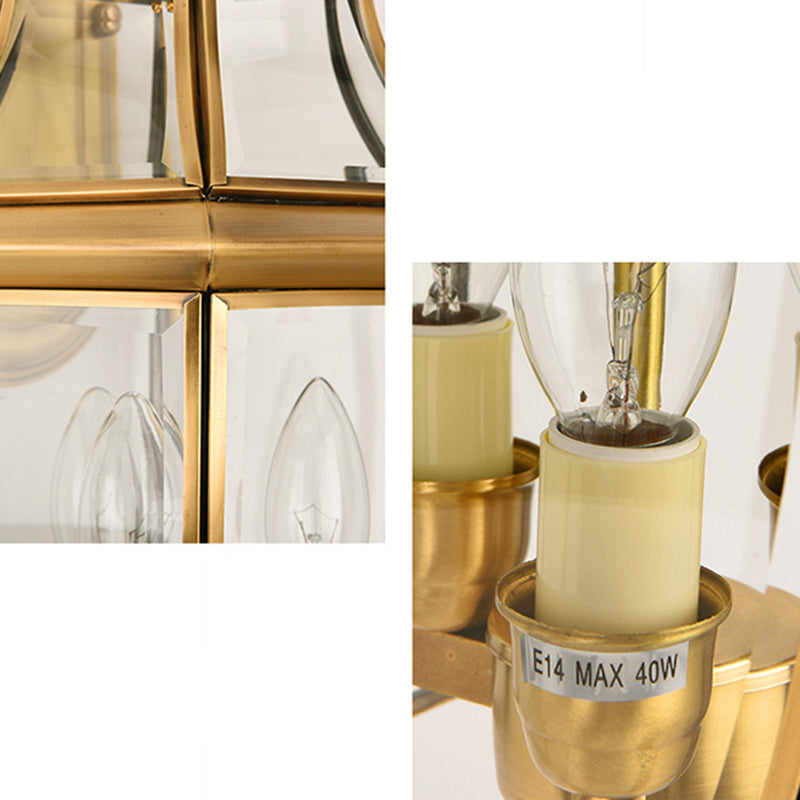 Scandinavian Square Glass Brass 1/3 Light Wall Sconce Lamp