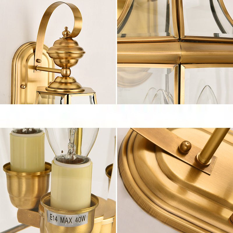 Scandinavian Square Glass Brass 1/3 Light Wall Sconce Lamp