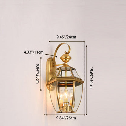 Scandinavian Square Glass Brass 1/3 Light Wall Sconce Lamp