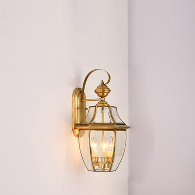 Scandinavian Square Glass Brass 1/3 Light Wall Sconce Lamp
