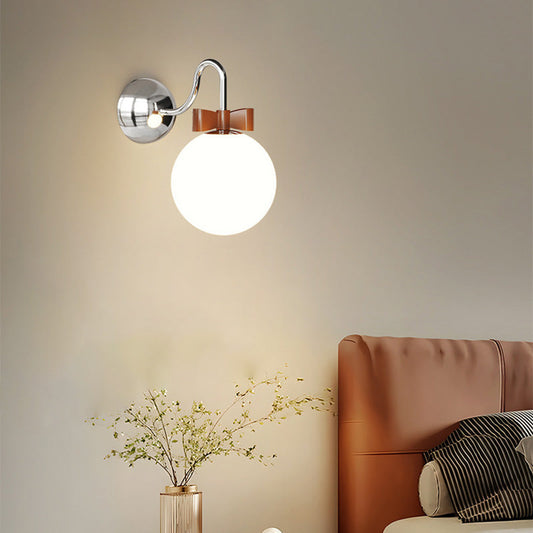Minimalist Bow Pumpkin Orb Glass Iron LED Wall Sconce Lamp